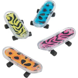 Fun Express Sassy Print Mini Skateboards – Colorful Assorted Toy Vehicles for Kids – Great for Party Favors Collectibles Stocking Stuffers & Creative Play – Unique Designs for Display Fun – 36 Pieces