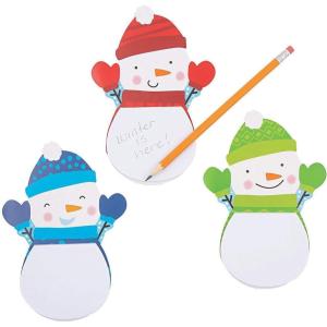Fun Express Snowman Notepad – Festive Winter-Themed Stationery Holiday Gifts Stocking Stuffers Classroom Activities or Christmas Party Favors – 3″ x 4″- Ideal Holiday Cheer & Winter Fun – 24 Pieces