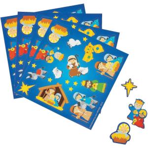 Nativity Treat Pack Stickers – Bulk Set of 50 Sheets – Christmas Supplies and Stocking Stuffers