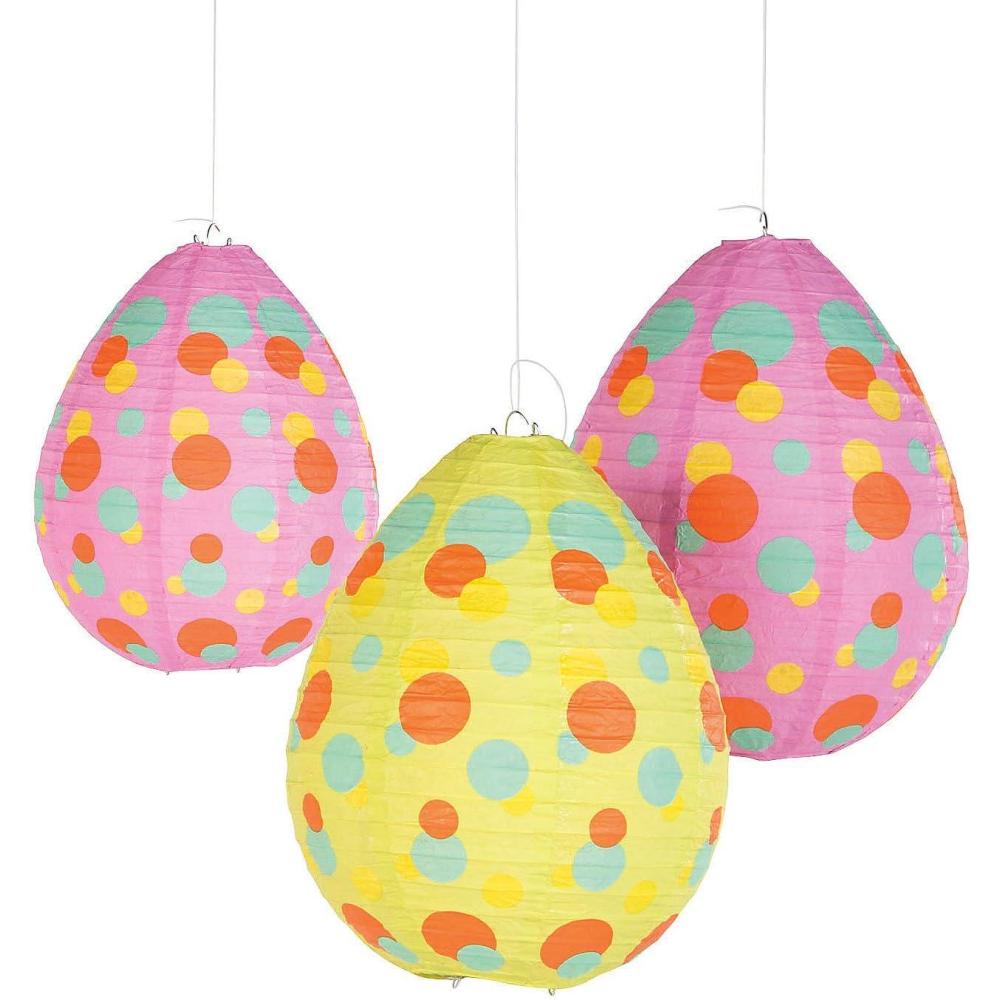 imageFun Express Easter Egg Shaped Hanging Lantern Decorations  Easter Party Dcor Set of 4