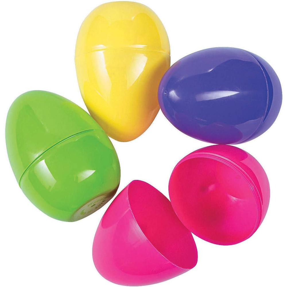 imageFun Express LargLarge Plastic Easter Eggs  Set of 12 in Assorted Colors  6 inch in Size  Egg Hunt Supplies  Large Egg Size to fit Toys or More Candy  unfilled Easter Egg