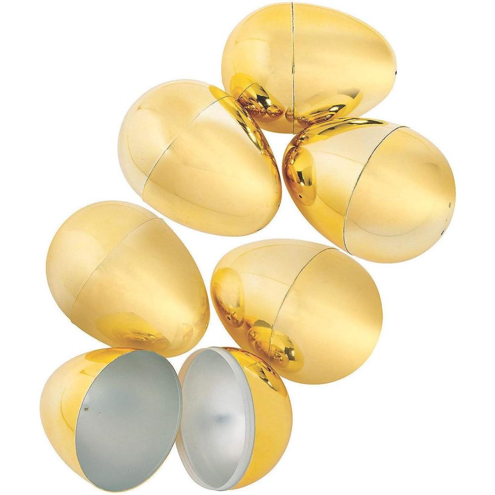 imageFun Express Large Gold Easter Eggs 4 12quot 6 Golden Eggs Easter Hunt Supplies