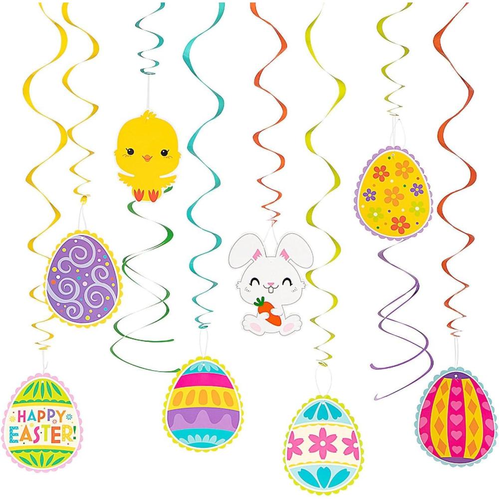 imageHanging Easter Egg Swirl Decorations 30quot  12 Pieces