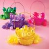 Fun Express 12 Pcs Bamboo Easter Baskets – Large Solid Color 9 In Diameter with 10 In Handle – Durable and Sturdy Baskets for Easter Empty