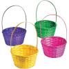 Fun Express 12 Pcs Bamboo Easter Baskets – Large Solid Color 9 In Diameter with 10 In Handle – Durable and Sturdy Baskets for Easter Empty