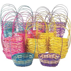 Bulk Ombre Easter Baskets – set of 72 bamboo baskets – 8 1/4″x 6 1/4″ with a 12 1/2″ Handle. – Easter Egg Hunt Party Supplies