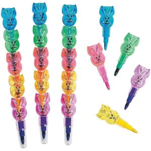 Fun Express – Stackable Bunny Crayons for Easter – Basic Supplies – Drawing – Crayons – Easter – 12 Pieces