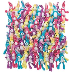 Fun Express Bulk Long Ear Plush Bunnies – Set of 72 – Easter Stuffed Animal Toys
