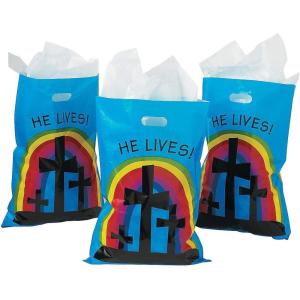 Fun Express He Lives Inspirational Goody Bags (50 pack) Religious Easter Party Supplies