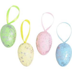 Fun Express Pastel Metallic Easter Egg Ornaments – Beautiful Vibrant Spring Holiday Decorations Easter Parties Craft Projects Gift Giving Seasonal Decor – Perfect for Trees Tables Displays – 12 Pieces