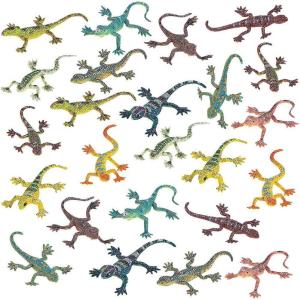Fun Express Shiny Glitter Lizards – Toys, Party Favors and Easter Basket Stuffers – Rainbow Metallic (Bulk Set of 24 Pieces)