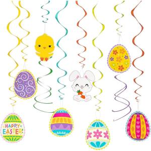 Hanging Easter Egg Swirl Decorations 30″ – 12 Pieces