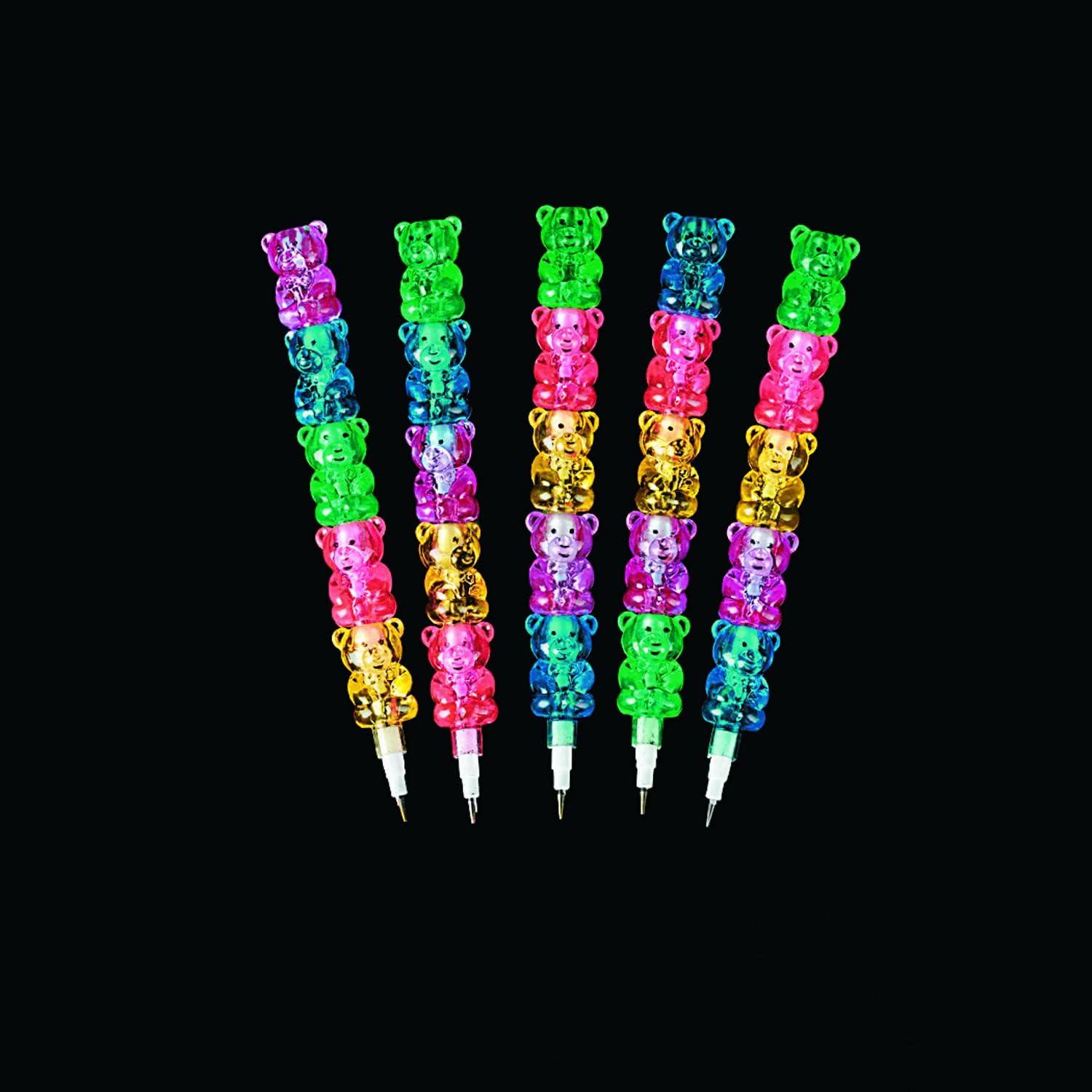imageFun Express Plastic Stackable Bear Pencils Stacking Point Pencils 5 in 1 Colorful Pencils for Party Supplies for Birthday Favors or School