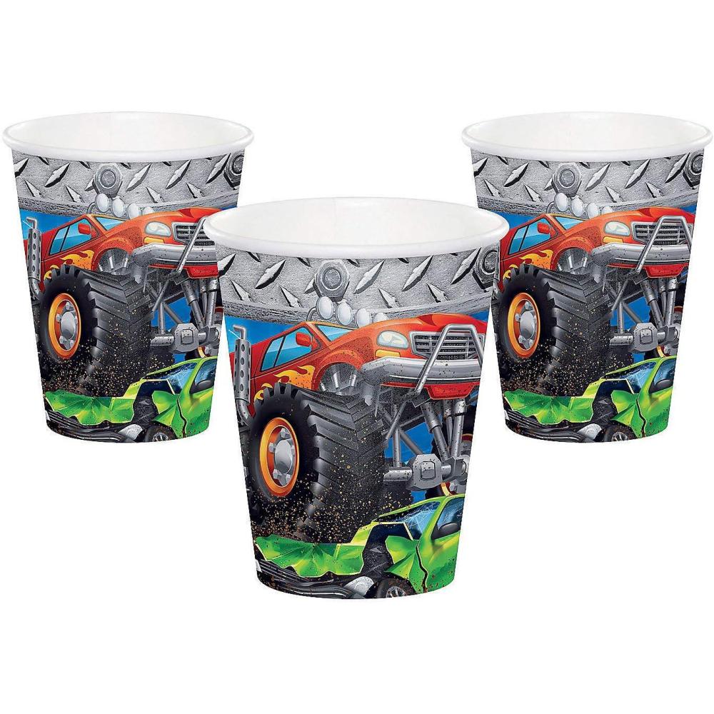 imageFun Express  Monster Truck Party Cup for Birthday  Party Supplies  Licensed Tableware  Licensed Napkins  Birthday  8 Pieces