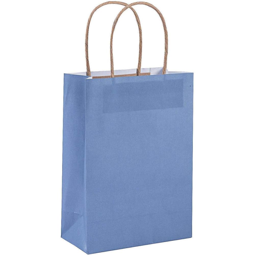 imageFun Express MED DUSTY BLUE KRAFT BAG  Party Supplies  12 Pieces