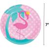 Fun Express Flamingo Paper Dessert Plates – Party Supplies – Disposable Summer Print Tableware Set- Print Plates & Bowls for Girl Kids Birthday Dinner Dessert Plates – 8 Pieces