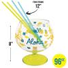 Fun Express Luau Reusable Plastic Fishbowl Glass with Straws 96 oz – Perfect for Parties & Celebrations – 1 Piece