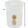 Fun Express Set of 12 Pieces Pineapple Plastic Party Cups, Each holds 12 oz, BPA Free Plastic, Luau, Tiki and Tropical Party Supplies, White & Gold