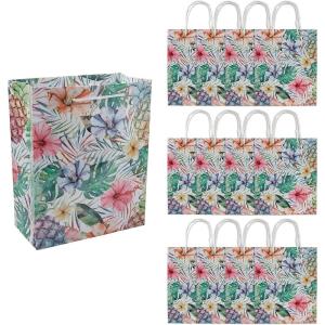 Fun Express 7 1/4″ x 9″ Medium Elevated Luau Party Paper Gift Bags 12 Pieces
