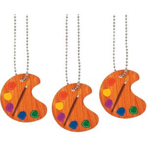 Fun Express Artist Paint Palette Necklaces – Paint Birthday Party Favors for Kids – Art Party Supplies – 12 pc