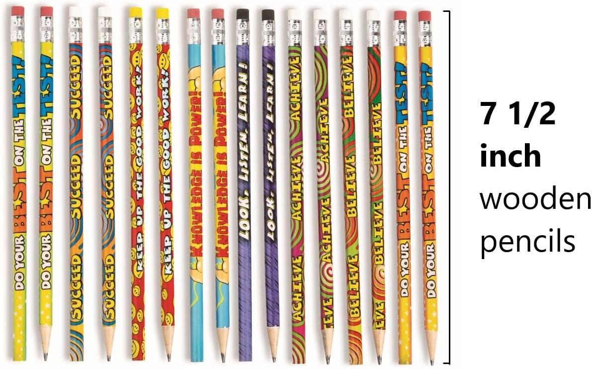 imageBulk Inspirational Pencils Motivational Encouragement Positive Sayings Student Reward Classroom Prize Handouts 144 Assorted School Pencils with Eraser Educational Learning Activities For Kids