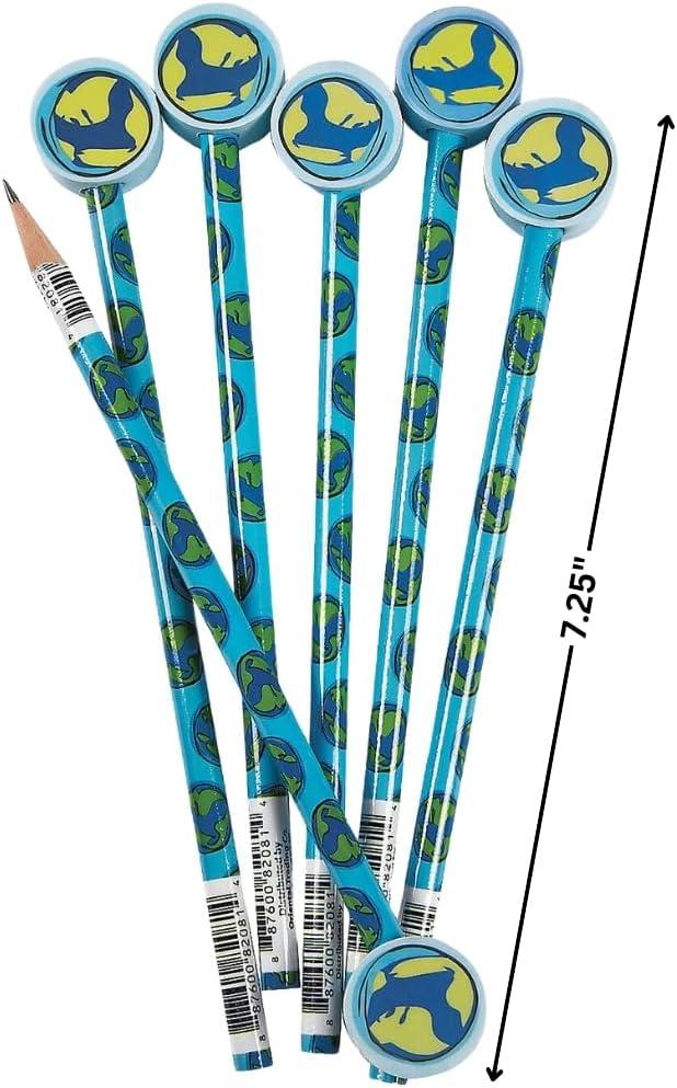 imageFun Express Earth Pencils With Globe Eraser Toppers VBS Vacation Bible School SuppliesDecor 12 Pieces Educational And Learning Activities For Kids