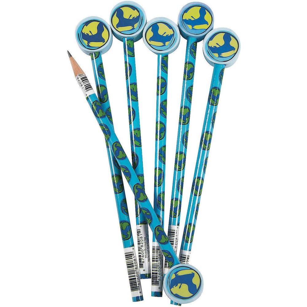 imageFun Express Earth Pencils With Globe Eraser Toppers VBS Vacation Bible School SuppliesDecor 12 Pieces Educational And Learning Activities For Kids