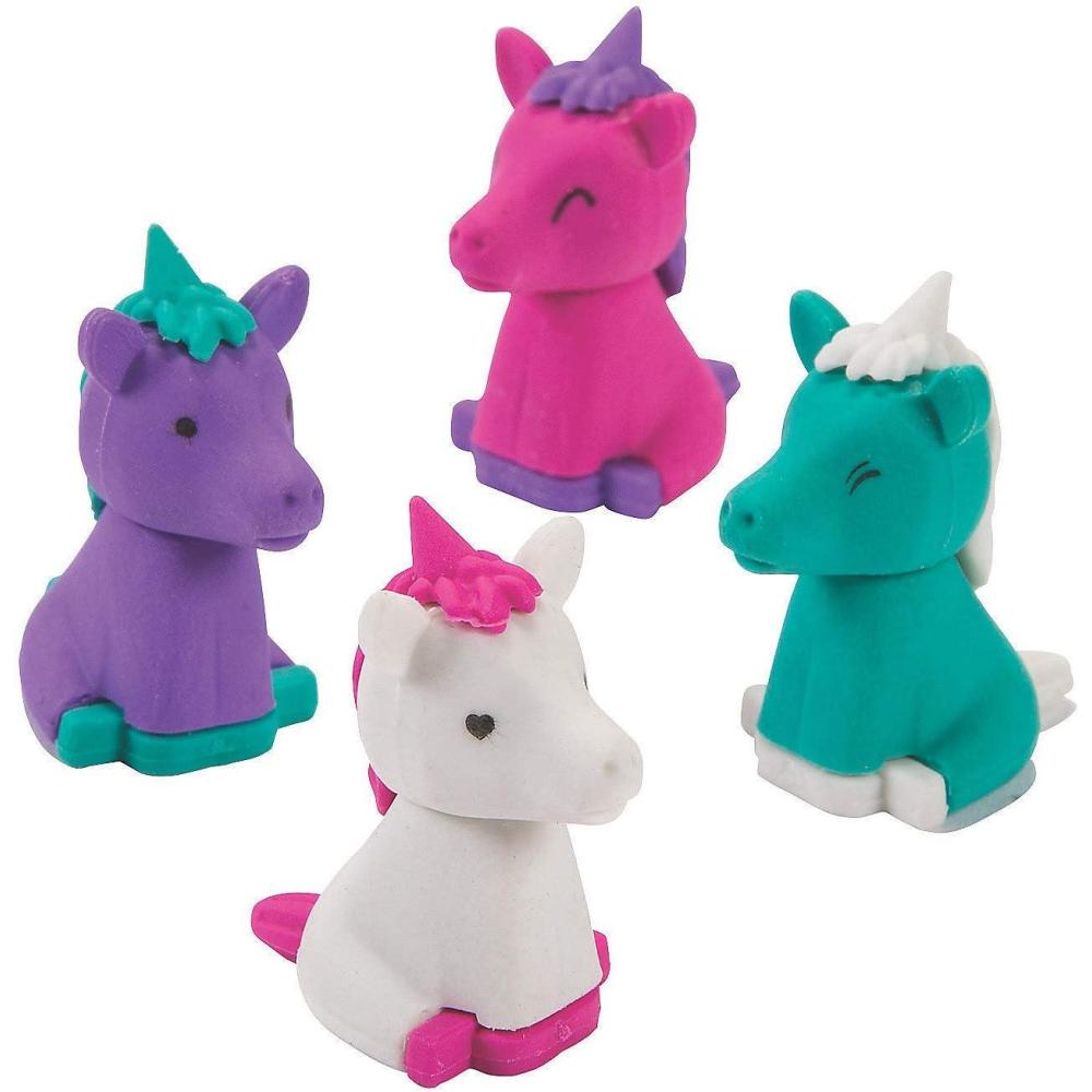 imageUnicorn 3D Erasers Set of 24 Kids School Supplies and Stationery Pencil Accessories