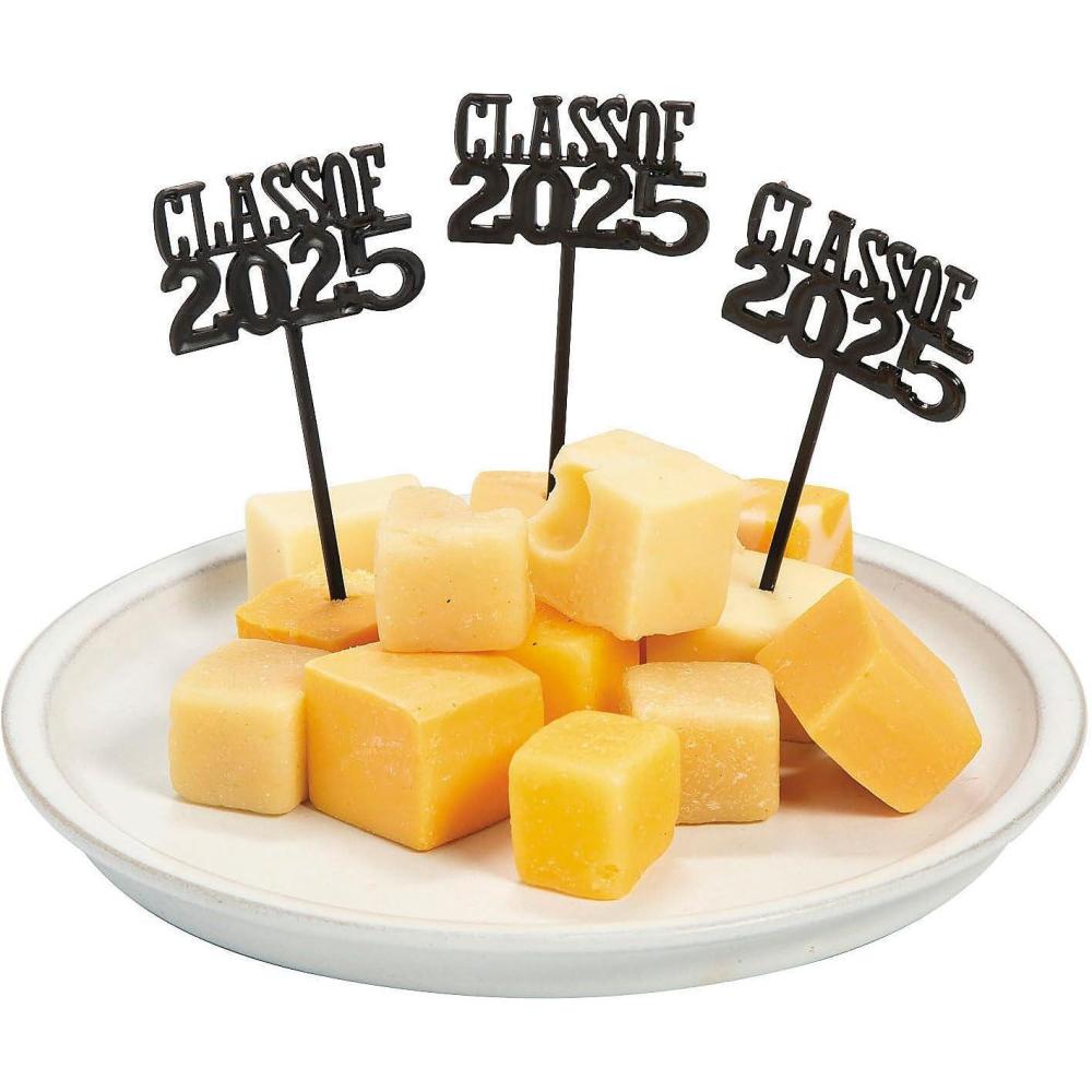 imageFun Express 3quot Bulk 72 Pieces Graduation Party Class of 2025 Black Plastic Picks