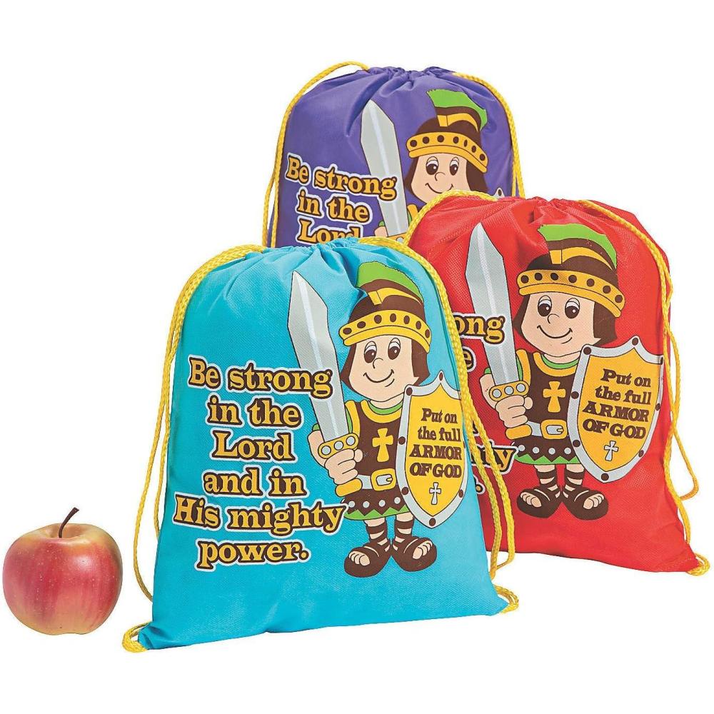 imageFun Express Armor Of God Drawstring Backpack  Apparel Accessories  Totes  Novelty Backpacks  VBS Vacation Bible School SuppliesDecor  12 Pieces