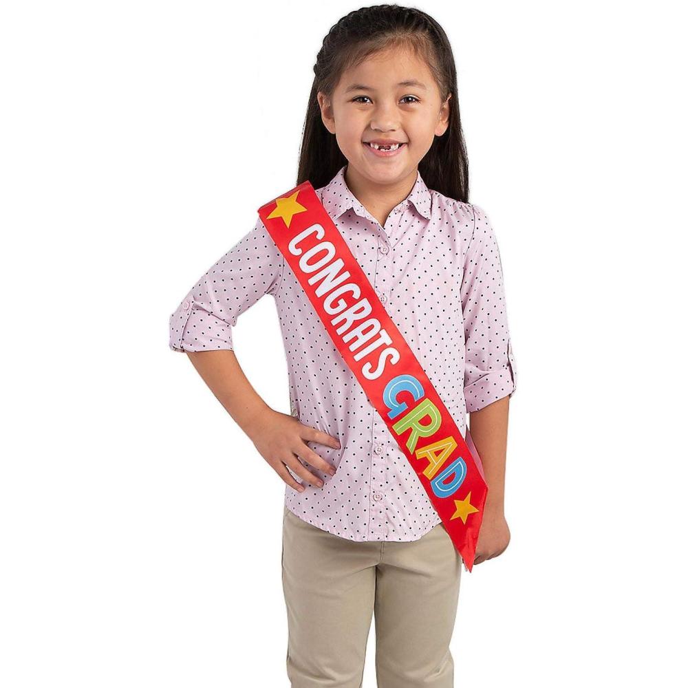 imageFun Express Congrats Grad Kids SASH  Celebrate Their Achievement with Red Satin Congrats Grad Kids Sashes  3quot x 48quot  Perfect Graduation Apparel Accessories for Parties  12 Pieces