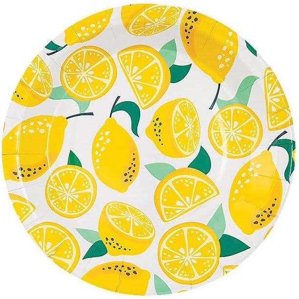 imageFun Express Lemon Party Paper Dinner Plates  Disposable Paper Plates Supplies Dinner Dessert  Decorations Tableware for Wedding Birthday Party Baby Shower Bridal Shower Supplies  8 Pieces