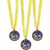 Fun Express 2″” Graduate Hat & Diploma Medals – Blue & Yellow Plastic Awards – Bulk Set of 12 – Kids’ Graduation & Achievement Favors