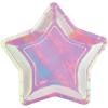 Fun Express Iridescent Star Shaped Paper Dessert Plates – Disposable Plates for Birthdays Baby Showers Weddings New Year & Holiday Parties – Stylish Paper Finish Party Supplies – 8 Pieces