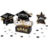 Graduation Party Black & Gold Congrats Grad Centerpiece Table Decorating Kit 21 Pieces