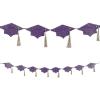 Yellow Glitter Tassel & Graduation Cap Party Garland(Purple)