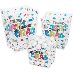 Congrats Grad Plastic Buckets – 6 Pack – Graduation Party Supplies
