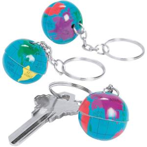 Fun Express World Globe and Map Key Chains – VBS Vacation Bible School Supplies/Decor (Bulk 144 pieces)