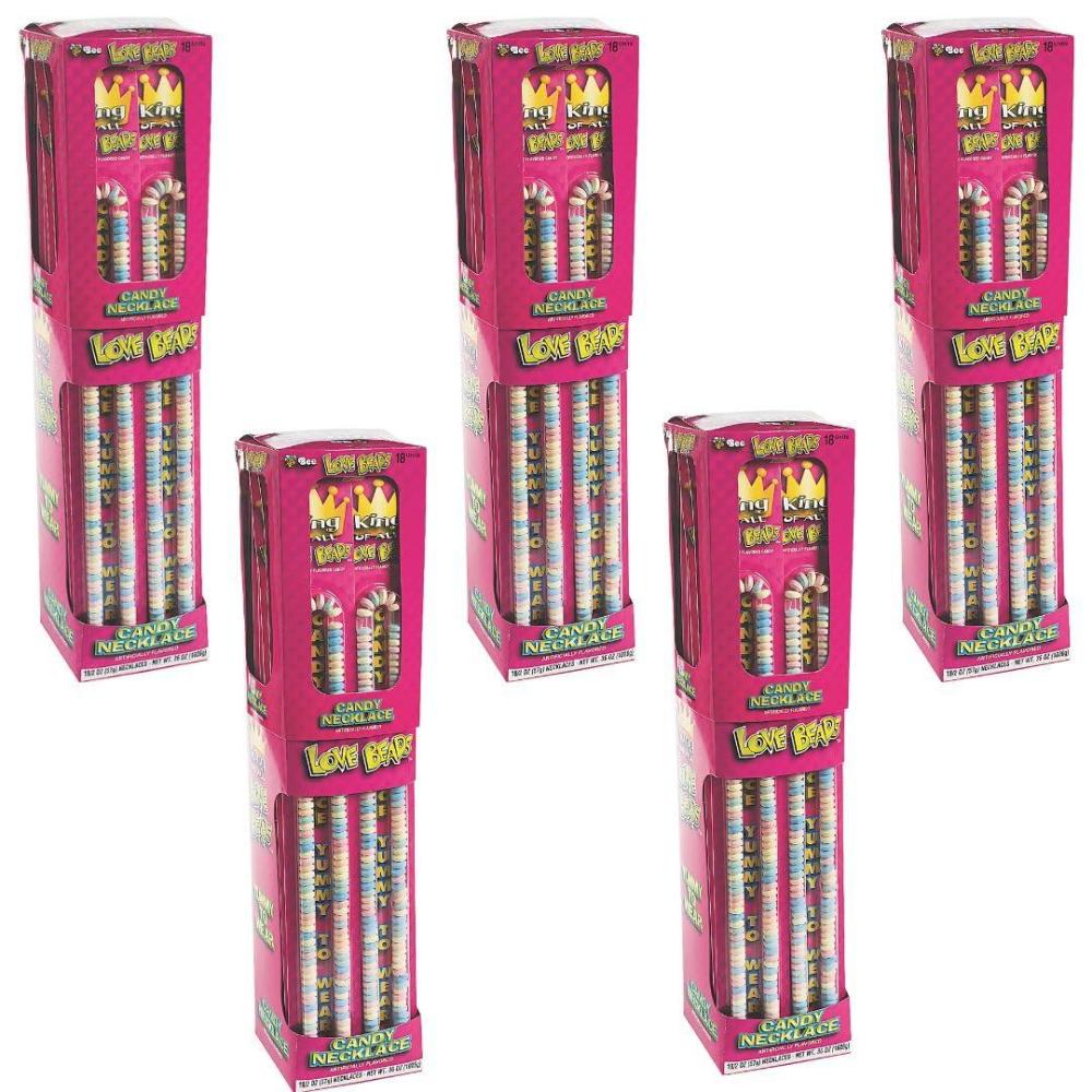 imageAssorted Flavors Multicolor King Of All Love Giant Beads Candy Necklaces Pack of 18  Perfect for Costume Parties TrickorTreats ampamp Other Events