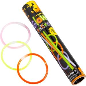 Assorted Colors Halloween Glow Plastic Jewelry Sticks on Tube – 8″ (24 Packs of 25) – Perfect for Spooky Events, Costume Parties, Trick-or-Treats & More