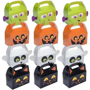Fun Express Assorted Halloween Character Favor Boxes – 6.25″ x 5.25″ (Pack of 12) – Durable Cardstock Treat Boxes – Perfect for Trick-or-Treats and Halloween Parties