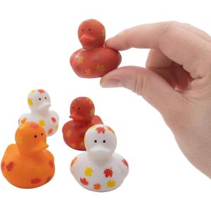 Fun Express Mini Fall Leaf-Printed Rubber Ducks – 24 Pc