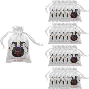 Fun Express Personalized Halloween Trick-or-Treat Satin Drawstring Mini Bags – 4″ x 6″, 24 Pieces