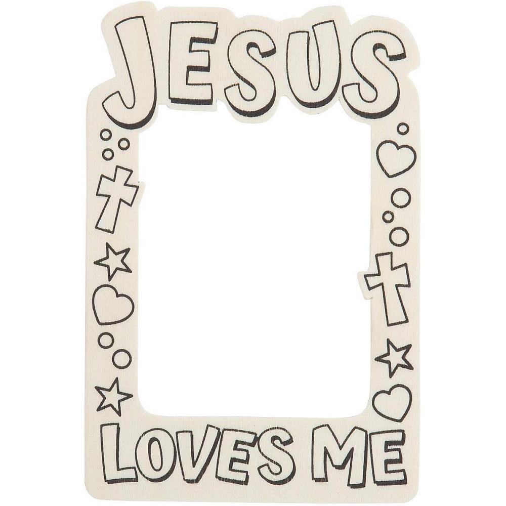 imageFun Express Color Your Own Jesus Loves Me Picture Frame Magnets  Fun Craft Kits 675quot Wood Frames for Creative Kids  Perfect for DIY Projects and Gifts  12 Pieces