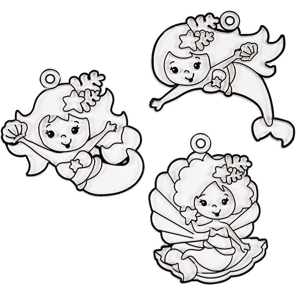 imageMermaid Paint Your Own Suncatchers  24 Pieces  Crafts for Kids and Fun Home Activities