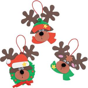 Foam Reindeer Holiday Ornament Craft Kit – Pack of 12 Kits