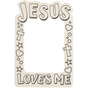 Fun Express Color Your Own Jesus Loves Me Picture Frame Magnets – Fun Craft Kits, 6.75″ Wood Frames for Creative Kids – Perfect for DIY Projects and Gifts – 12 Pieces
