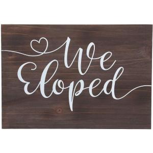 Fun Express We Eloped Sign – Rustic Wedding Home Decor Charming Sign for Newlyweds – Perfect for Display or Photo Opportunities Adds a Fun and Personal Touch to Your Wedding Day – 1 Piece