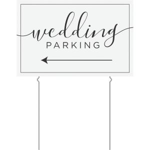 Fun Express Wedding Parking Yard Sign, with Yard Stakes – Outdoor Wedding Decor – 1 Piece – White Or Ivory Or Cream Or Gold