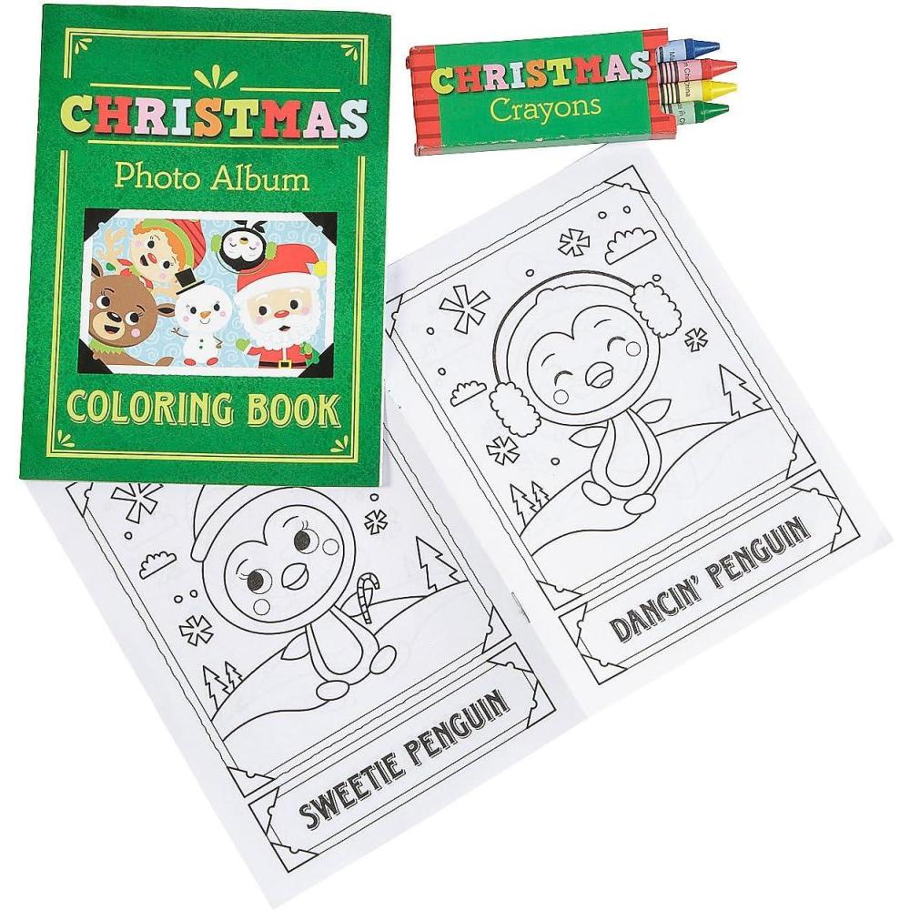 imageFun Express Christmas Coloring Books with Box of Crayons 12 Books and 12 Boxes of Crayons Stocking Stuffers and Christmas Party Favors